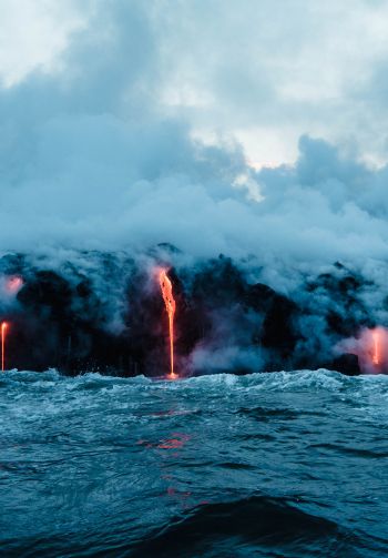 lava, sea, clouds, par Wallpaper 1640x2360
