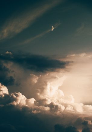 clouds, month Wallpaper 1668x2388