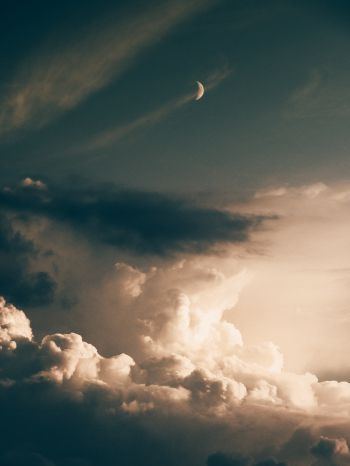 clouds, month Wallpaper 1668x2224