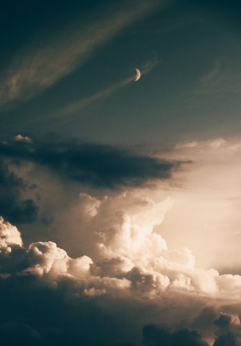 clouds, month Wallpaper 1640x2360
