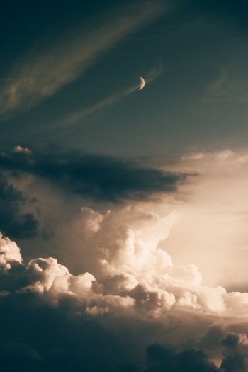 clouds, month Wallpaper 640x960