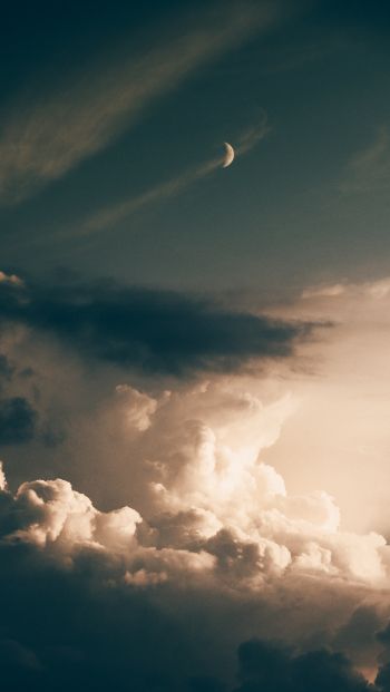 clouds, month Wallpaper 640x1136