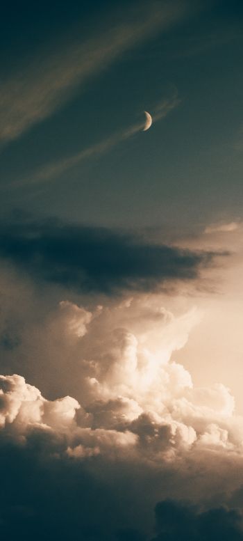 clouds, month Wallpaper 1080x2400