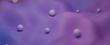 3D modeling, balls, purple Wallpaper 3440x1440