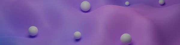 3D modeling, balls, purple Wallpaper 1590x400