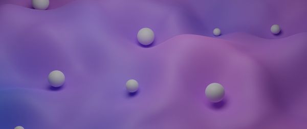 3D modeling, balls, purple Wallpaper 2560x1080