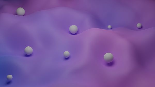 Обои 2048x1152 3D моделирование, шары, фиолетовый