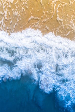 sea waves, beach, top view Wallpaper 640x960