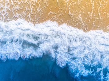 sea waves, beach, top view Wallpaper 1024x768