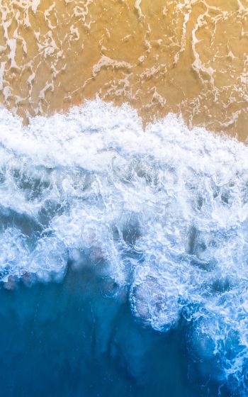 sea waves, beach, top view Wallpaper 800x1280
