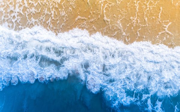 sea waves, beach, top view Wallpaper 2560x1600