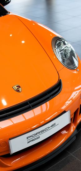 Porsche 911 GT3, sports car, orange Wallpaper 1080x2280
