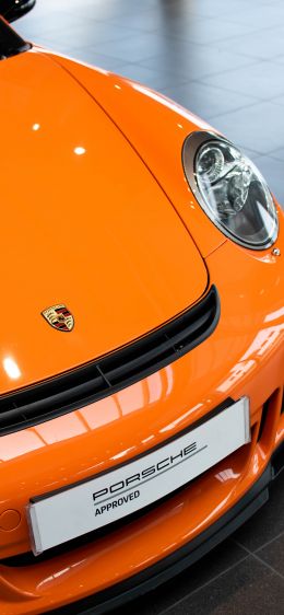 Porsche 911 GT3, sports car, orange Wallpaper 1125x2436