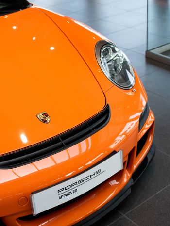 Porsche 911 GT3, sports car, orange Wallpaper 1668x2224