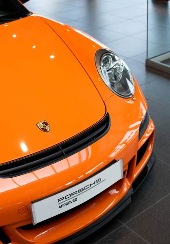 Porsche 911 GT3, sports car, orange Wallpaper 1668x2388