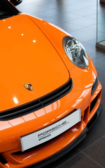 Porsche 911 GT3, sports car, orange Wallpaper 1600x2560
