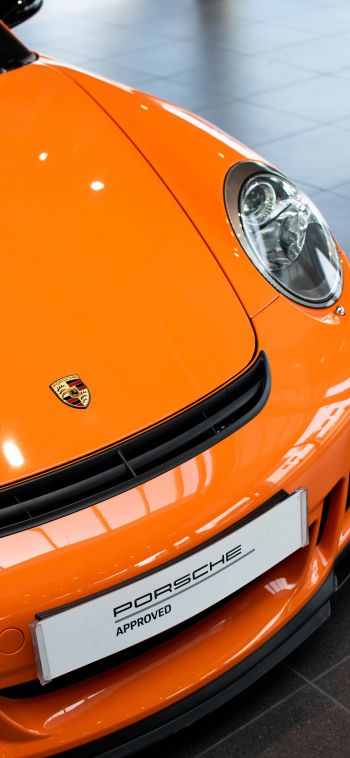 Porsche 911 GT3, sports car, orange Wallpaper 1080x2340