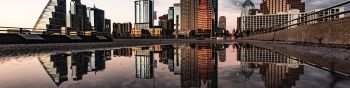 city, reflection, skyscraper Wallpaper 1590x400