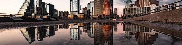 city, reflection, skyscraper Wallpaper 1590x400