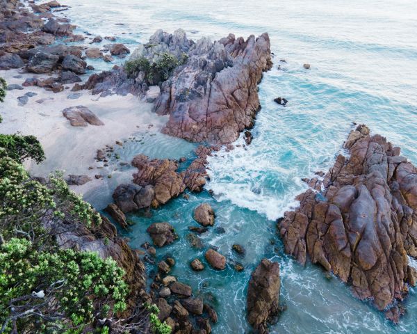 ocean, rocks, sand Wallpaper 1280x1024