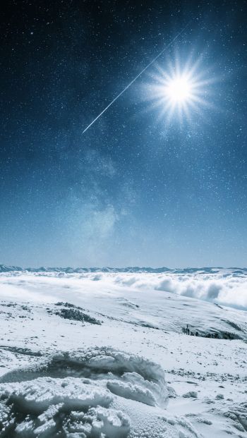 snow, sun, stars, winter Wallpaper 640x1136