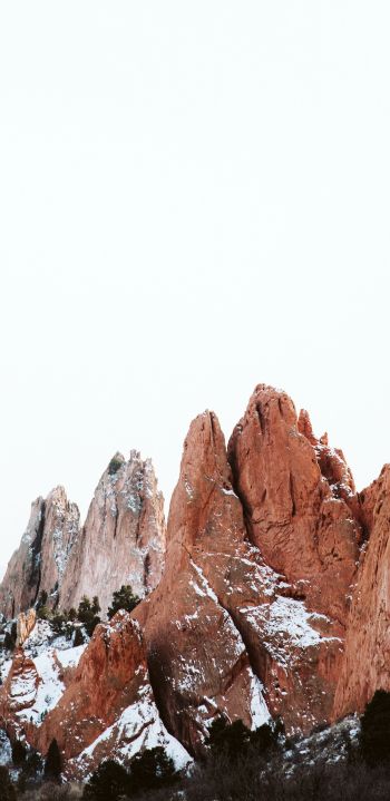 snow, rocks, hills Wallpaper 1080x2220