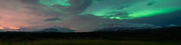 mountains, sky, shine Wallpaper 1590x400