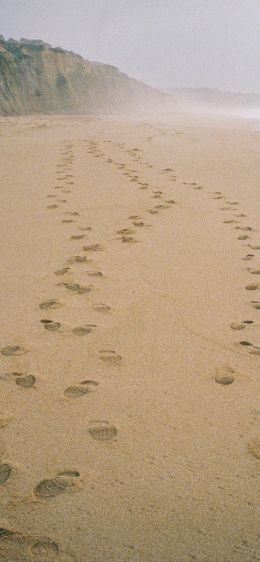 sand, traces, sea Wallpaper 1125x2436