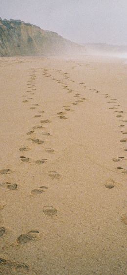 sand, traces, sea Wallpaper 1080x2340