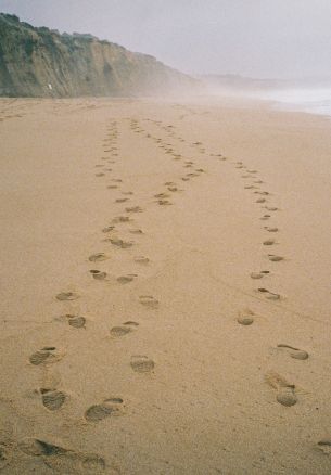 sand, traces, sea Wallpaper 1640x2360