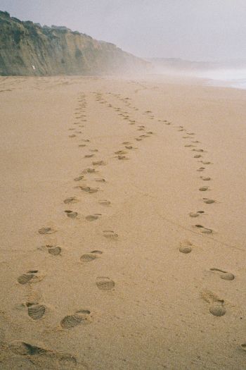 sand, traces, sea Wallpaper 640x960