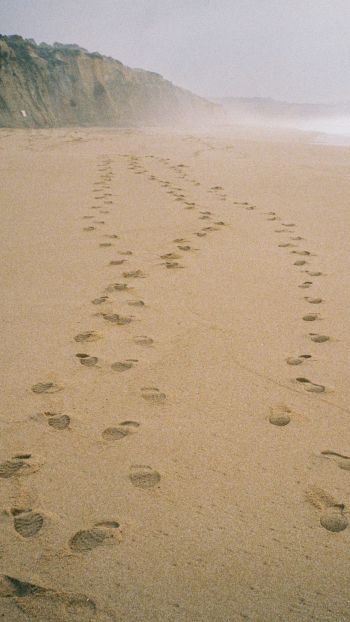 sand, traces, sea Wallpaper 750x1334