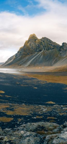 beach, sea, black sand Wallpaper 828x1792