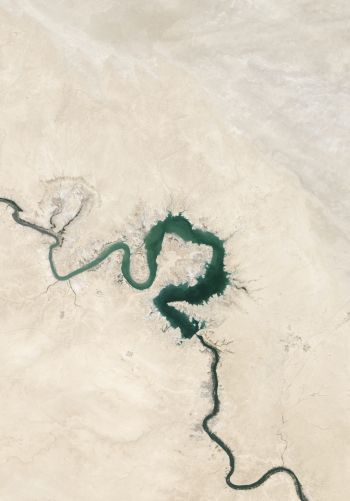 top view, river, Baghdad, Iraq Wallpaper 1668x2388