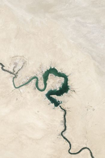 Обои 640x960 вид сверху, река, Багдад, Ирак