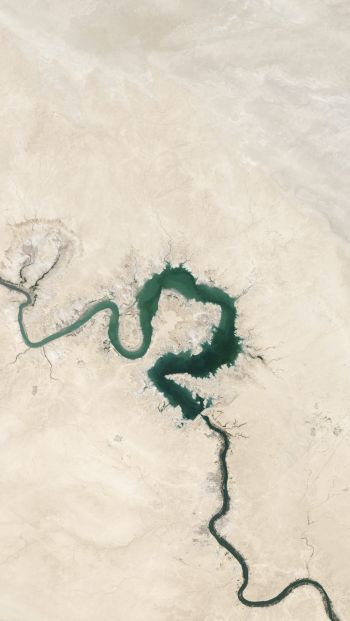 Обои 640x1136 вид сверху, река, Багдад, Ирак