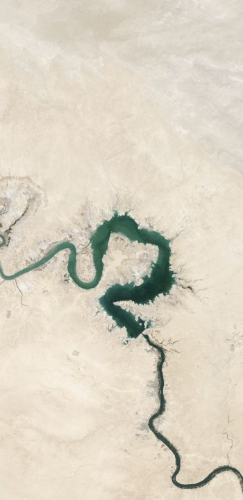top view, river, Baghdad, Iraq Wallpaper 1080x2220