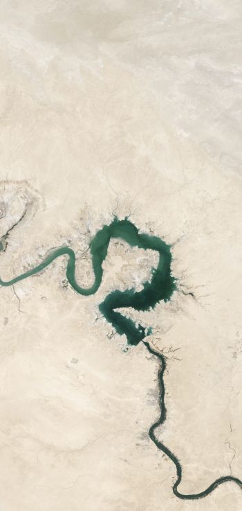 top view, river, Baghdad, Iraq Wallpaper 1080x2280