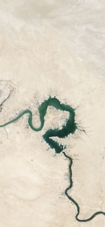 Обои 828x1792 вид сверху, река, Багдад, Ирак