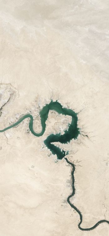 top view, river, Baghdad, Iraq Wallpaper 1080x2340