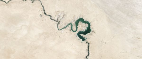 Обои 3440x1440 вид сверху, река, Багдад, Ирак