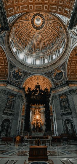 Обои 1440x3040 купол, Базилика Святого Петра, Ватикан, площадь Сан-Пьетро