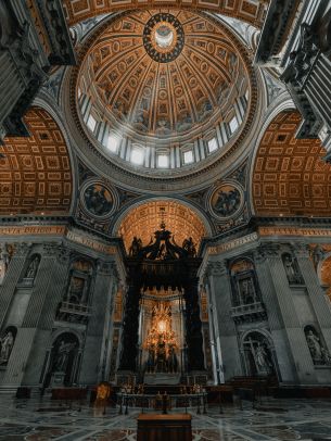 Обои 1668x2224 купол, Базилика Святого Петра, Ватикан, площадь Сан-Пьетро