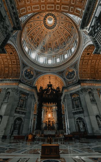 Обои 1600x2560 купол, Базилика Святого Петра, Ватикан, площадь Сан-Пьетро