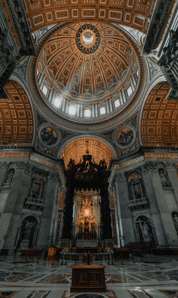 Обои 1200x2000 купол, Базилика Святого Петра, Ватикан, площадь Сан-Пьетро