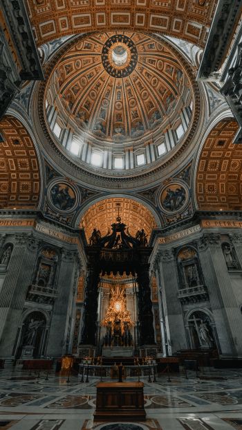 Обои 640x1136 купол, Базилика Святого Петра, Ватикан, площадь Сан-Пьетро
