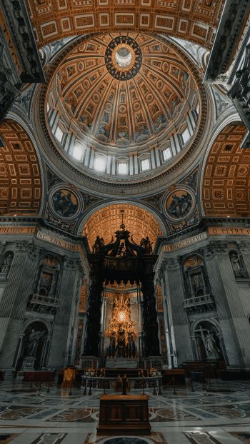Обои 750x1334 купол, Базилика Святого Петра, Ватикан, площадь Сан-Пьетро