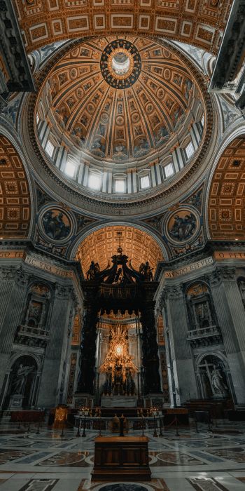 Обои 720x1440 купол, Базилика Святого Петра, Ватикан, площадь Сан-Пьетро