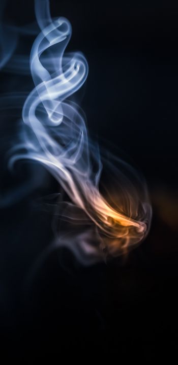 smoke, silhouette, black background Wallpaper 1080x2220