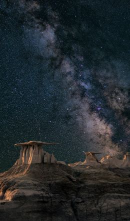 night, stars, rocks Wallpaper 600x1024